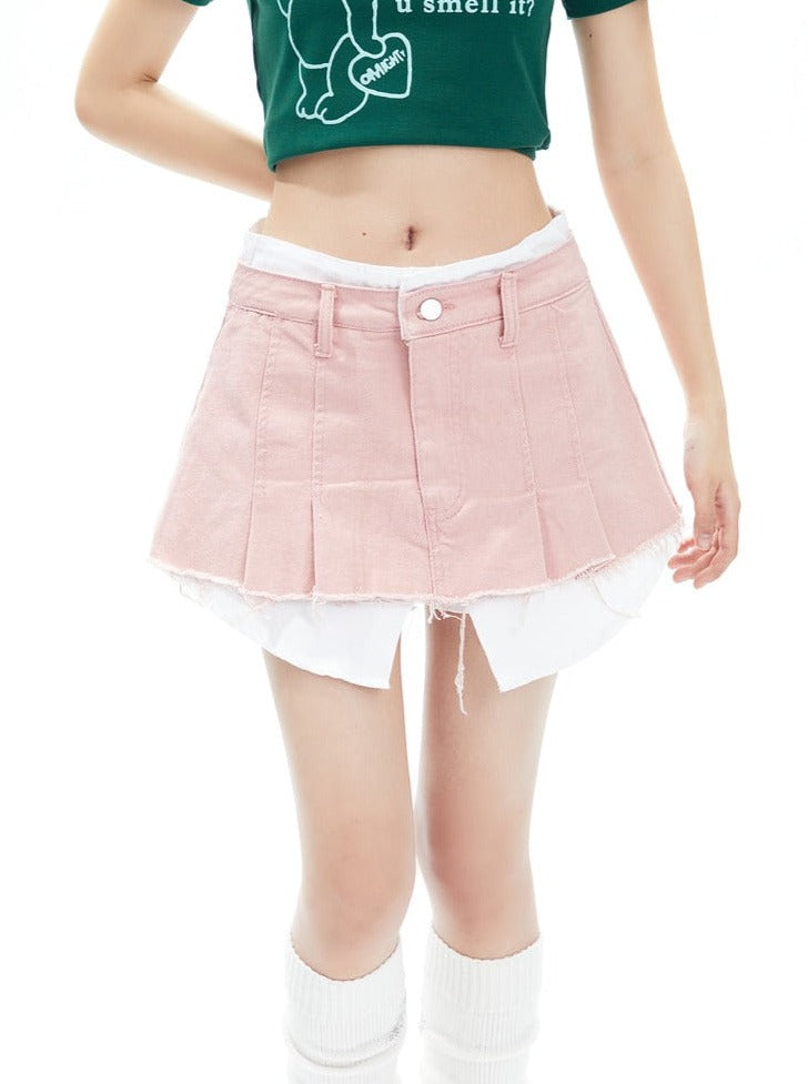 American High Waist Denim Short Pant Skirt