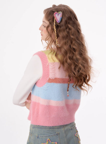 American vintage knitted V-neck outer