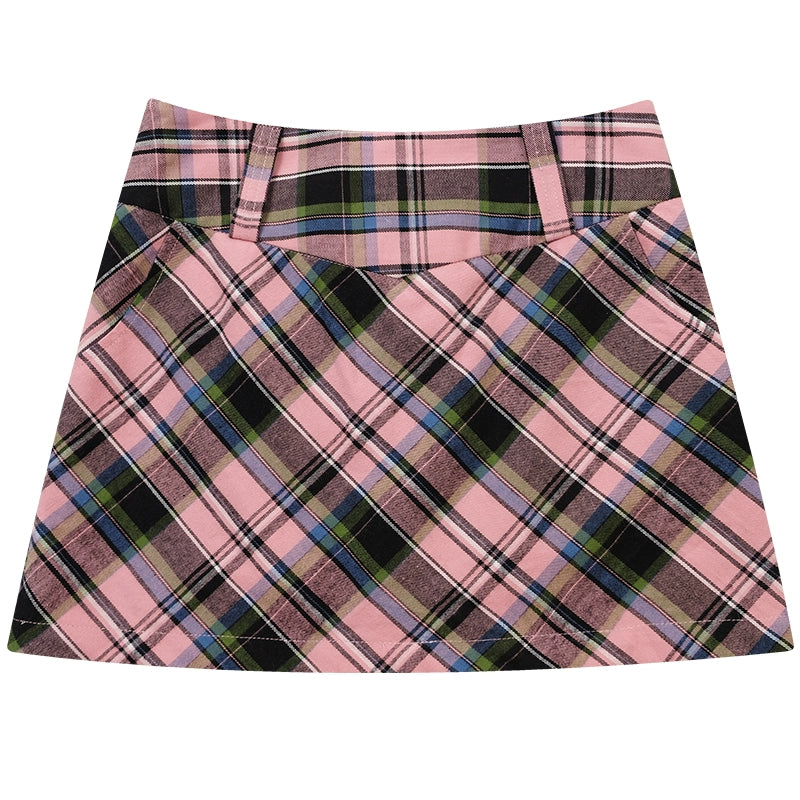 College Style High Waist Pink Skirt