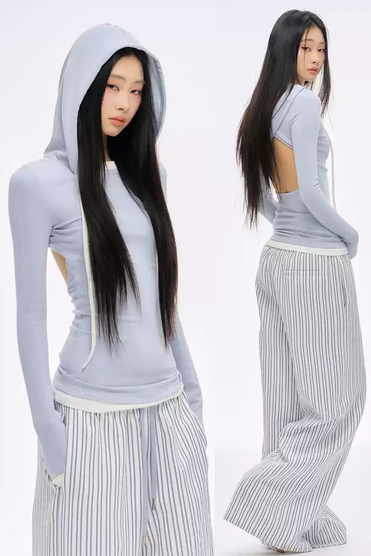 Slim Backless Layered Hood Top