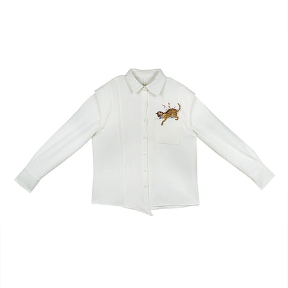 Pocket Leopard Embroidery High Shirt