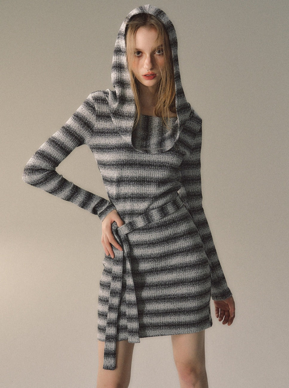 striped knitted sweater dress