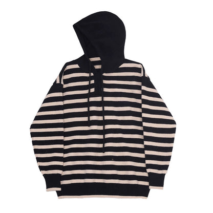 Loose Hooded Stripe Sweater