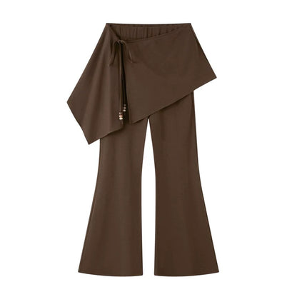 Patchwork Fleece-Lined Flared Pants