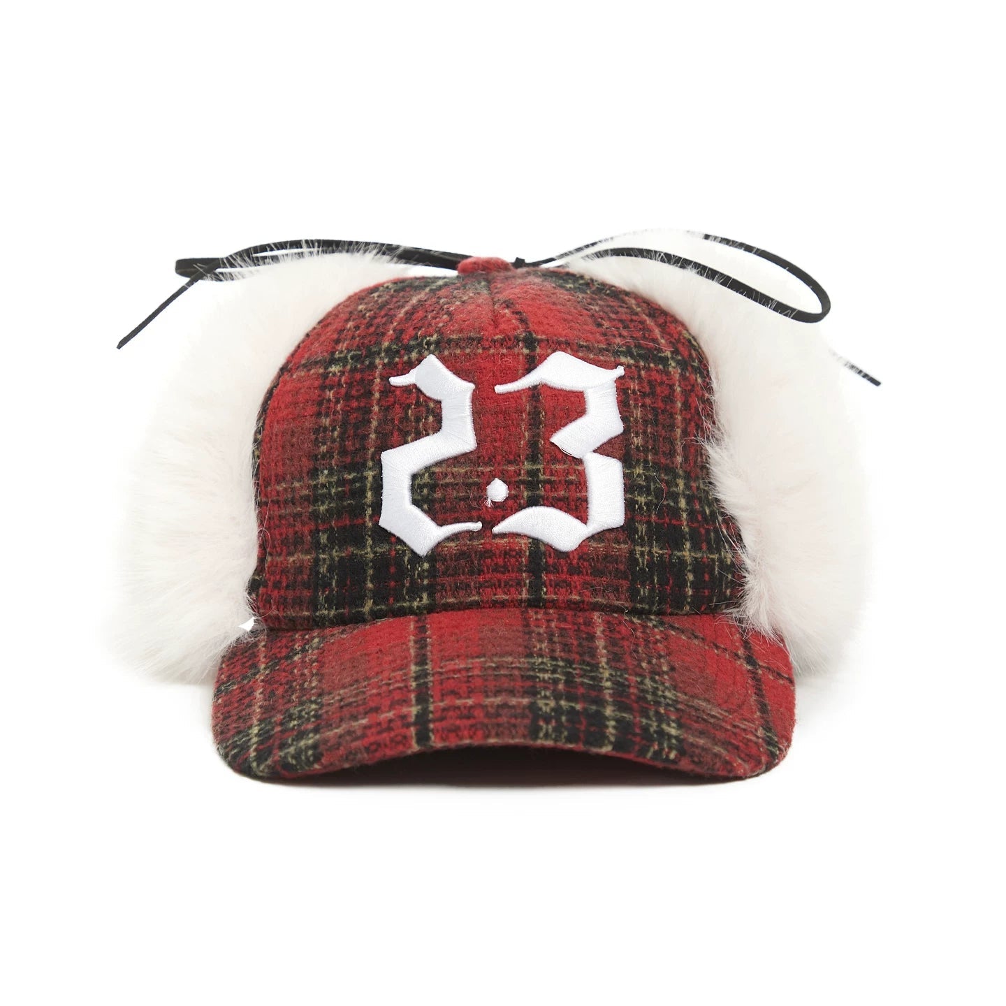 Red Plaid Plush Cap