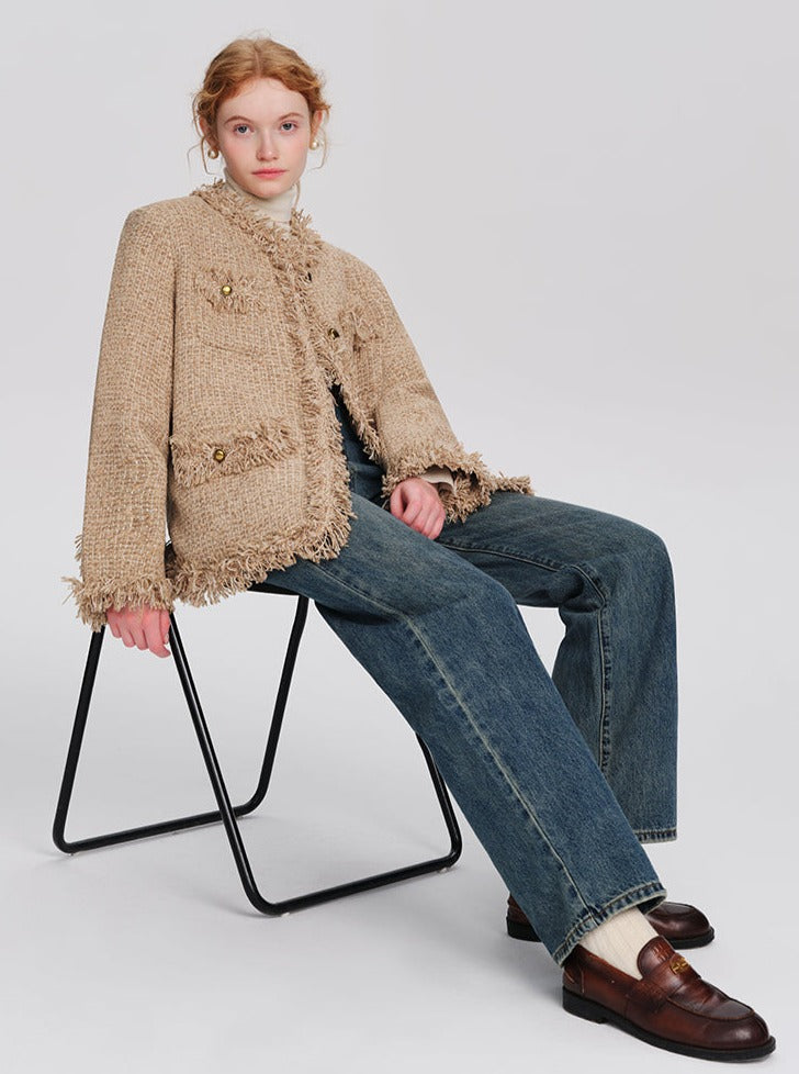 wool tweed temperament design jacket