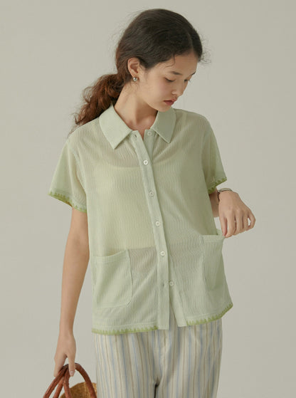 Embroidered Ice Silk Knit Shirt