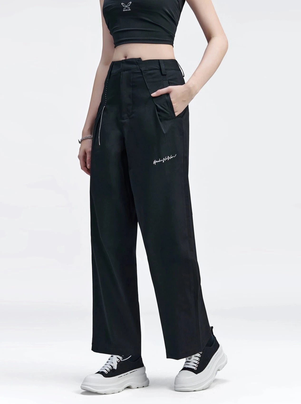 Pleated Straight Casual Pants