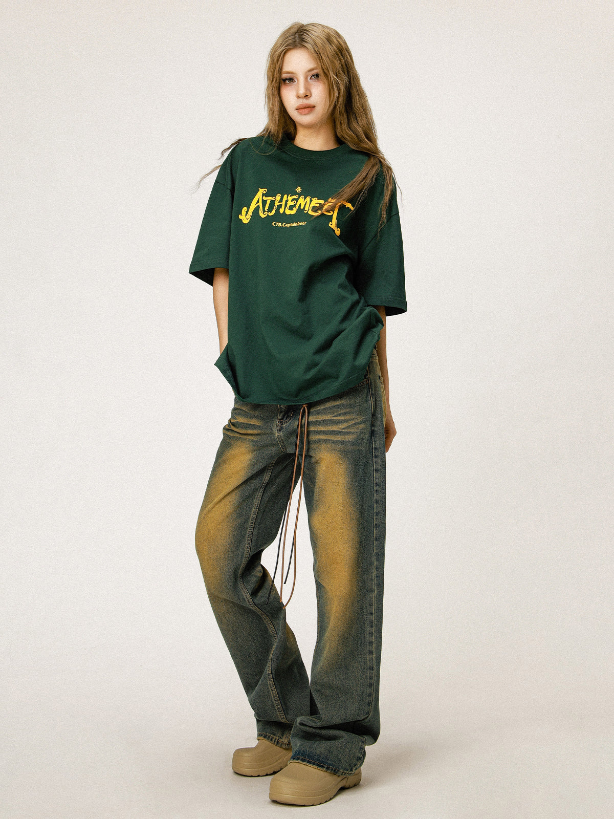 American Vintage Green Letter T-Shirt