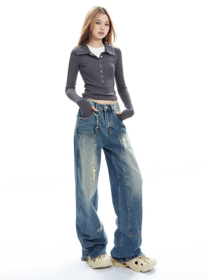 American Loose Wide Legs Jeans Pants