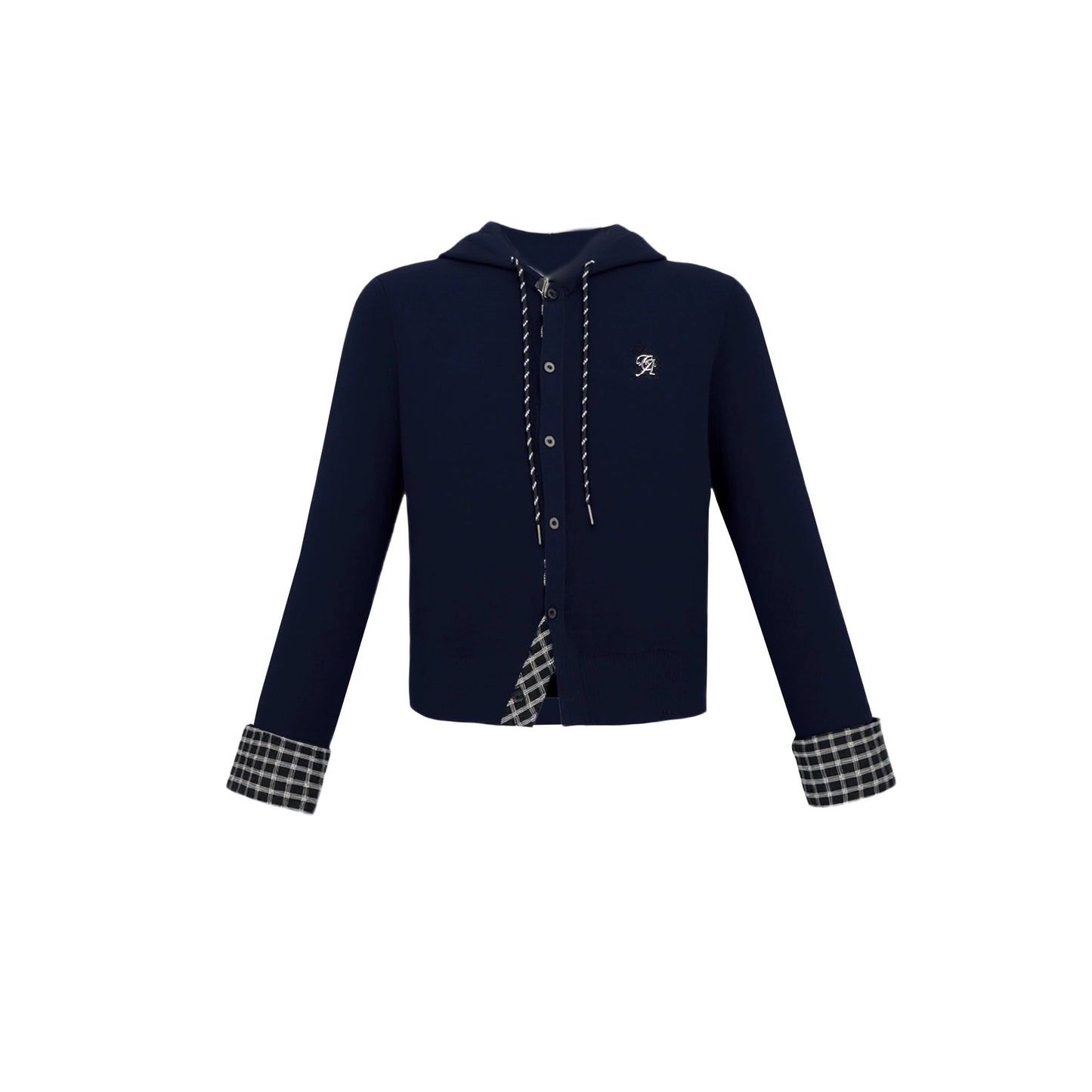 Plaid Patchwork Hooded Cardigan