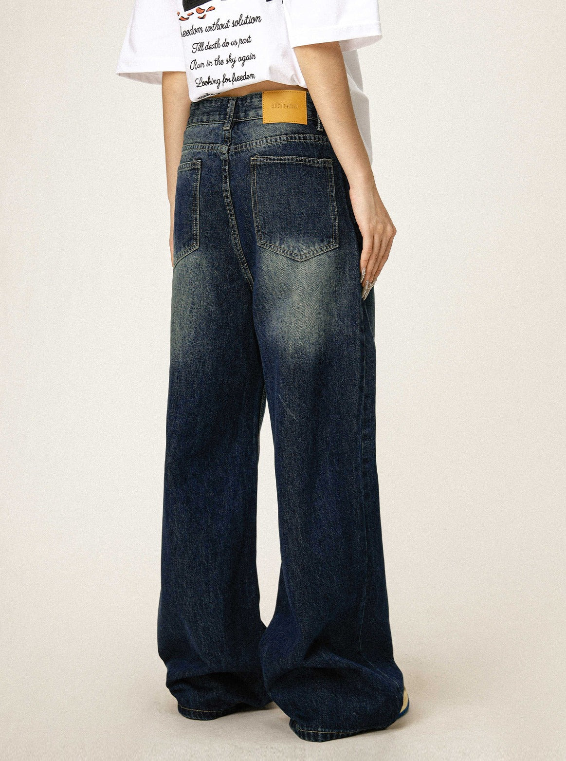 Wide Leg Dark Blue Pants