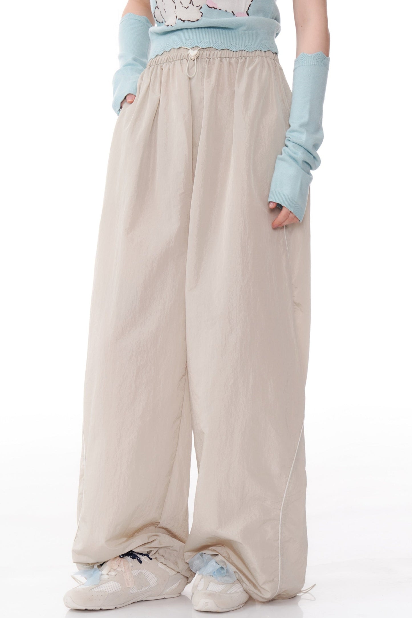 Drape Wide-Leg Casual Pants