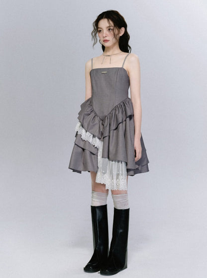 Asymmetrical Chinese Buckle Dress Set