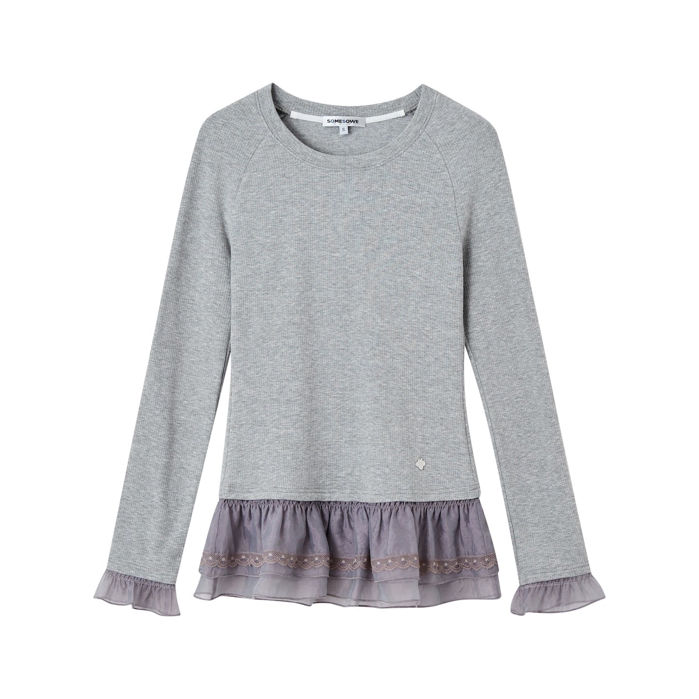 Double-Lace Raglan Sleeve Fleece Top