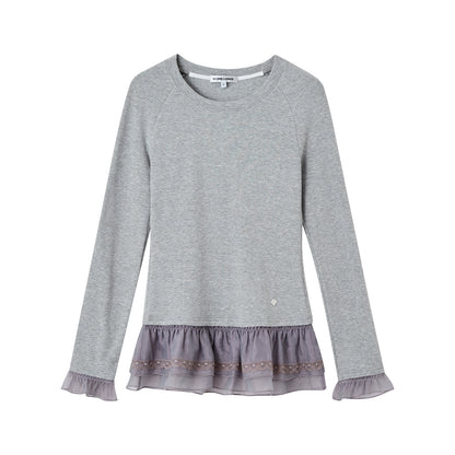 Double-Lace Raglan Sleeve Fleece Top
