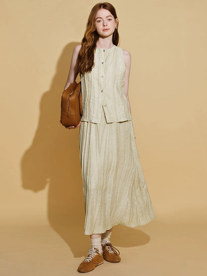 Linen Suit Skirt Two-Piece Set