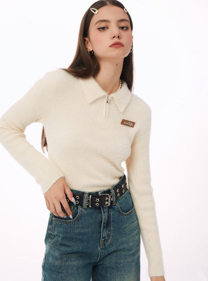 American vintage thin polo collar Tops