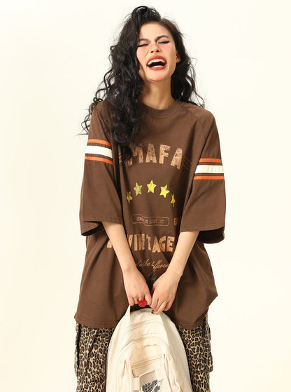 Loose Brown Maillard Print Top