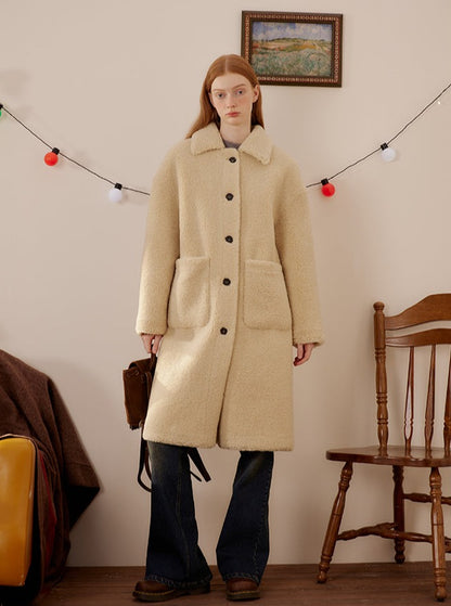 LAMB FUR SUEDE COMPOSITE LAPEL COAT