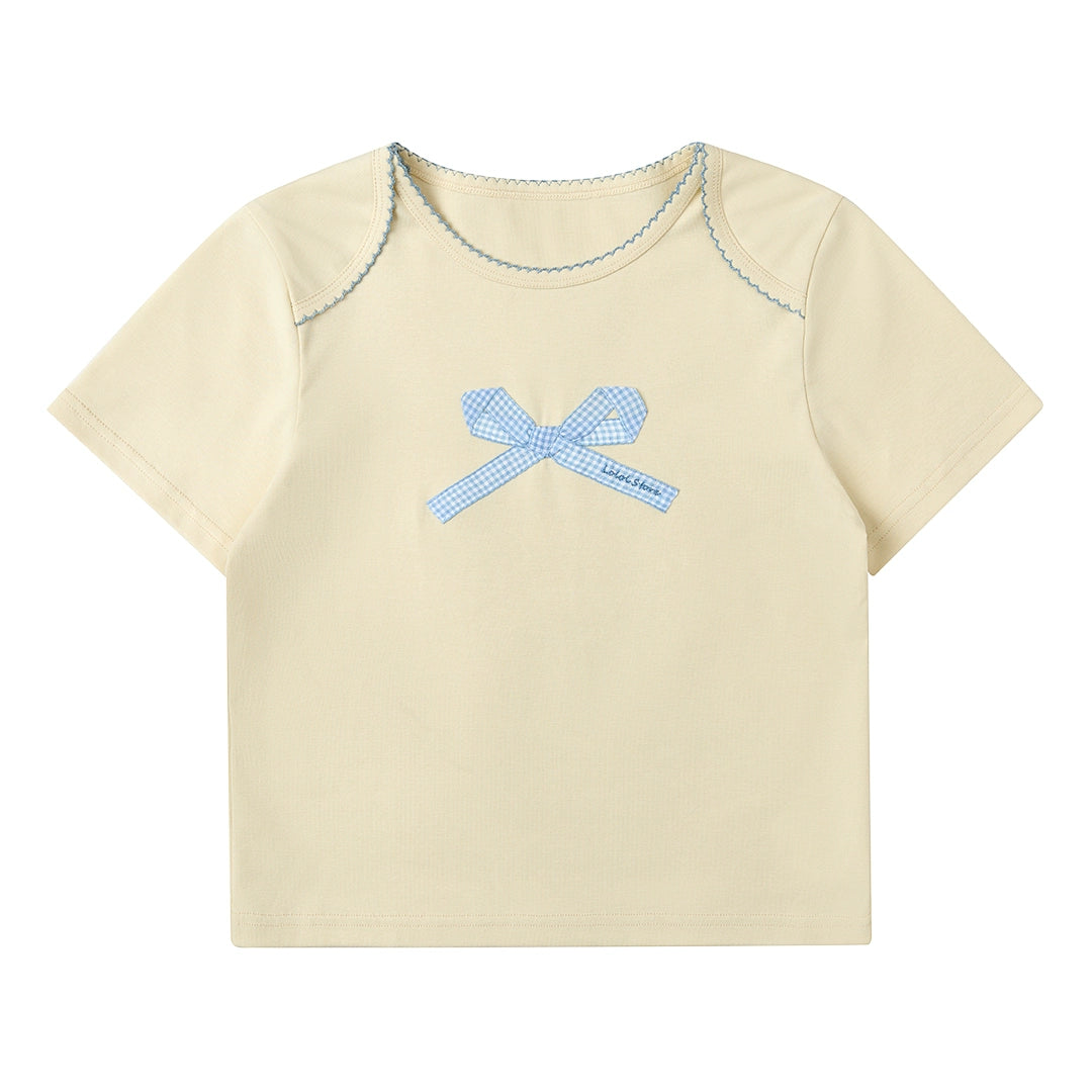 Bow Embroidery Short Sleeve T-Shirt