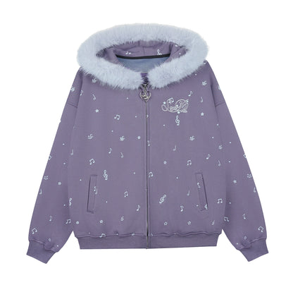 Purple Fleece Hooded Jacket