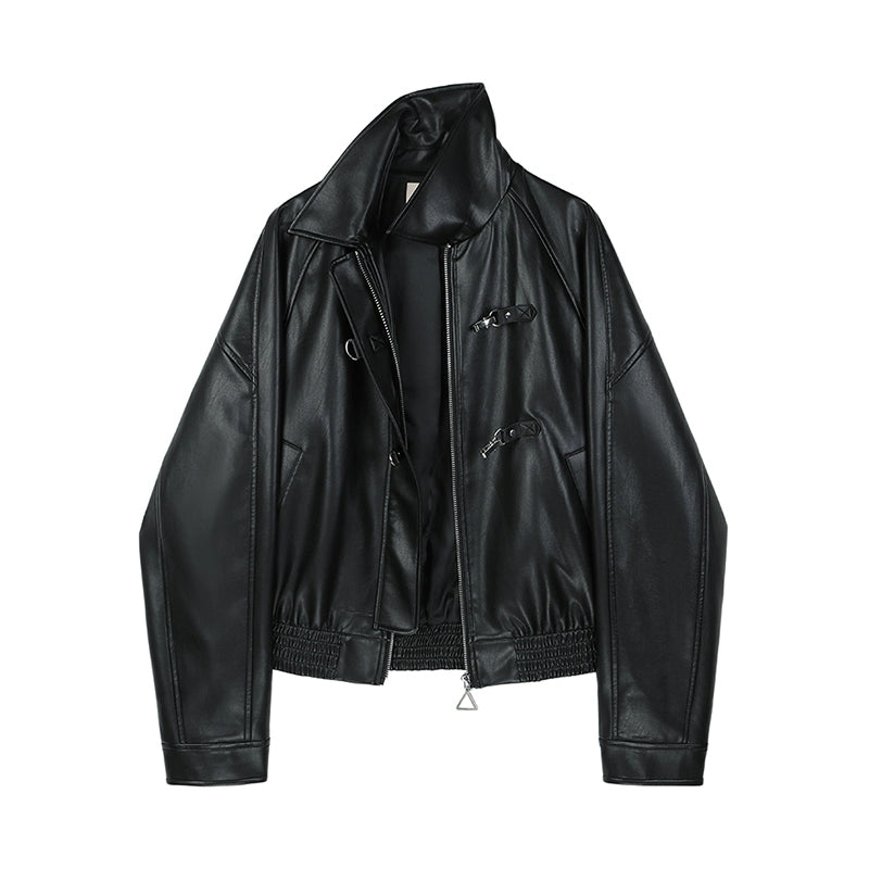 Black High-Fashion PU Leather Jacket