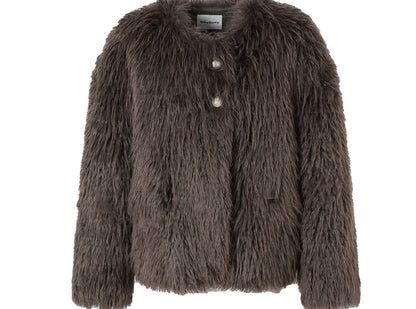 Loose eco-friendly fur box jacket