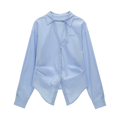Blue Waist Long Sleeve Shirt