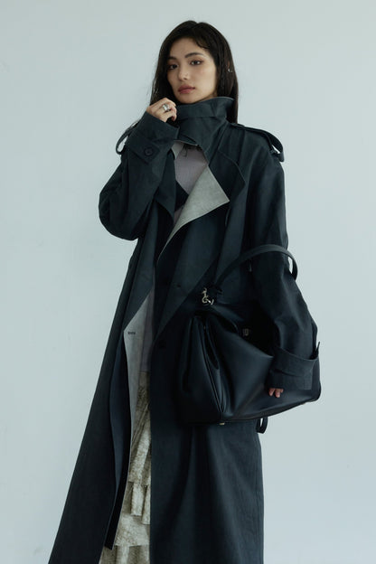 Contrast Stitching Genderless Trench Coat