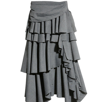 Retro Ruffled Striped Skirt
