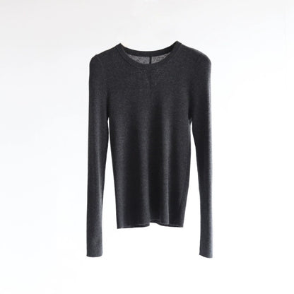 Women's Crew Neck Wool Knit Top