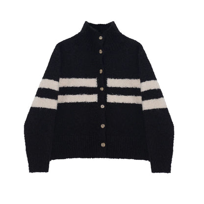 Striped wool thickened lazy style  jacket