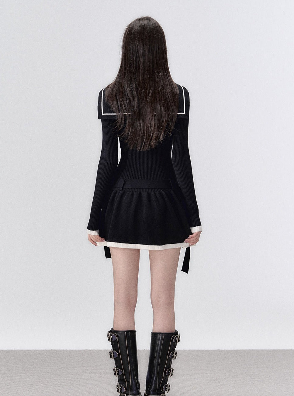 Dark black knit dress