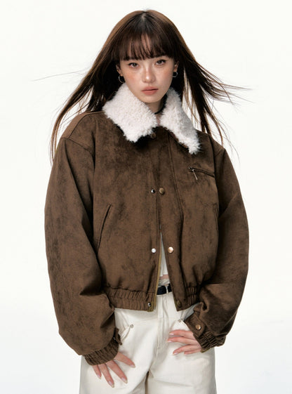 Thick Fleece Collar Short Jacket