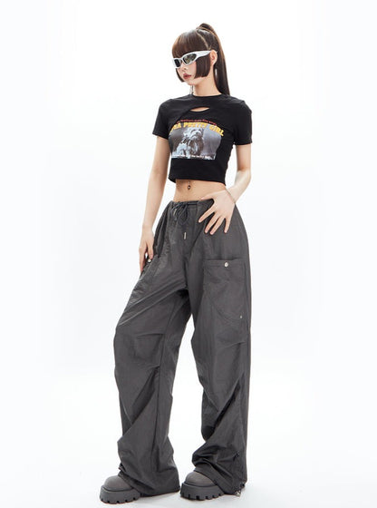 American Chest Hollow out Open Navel T-shirt