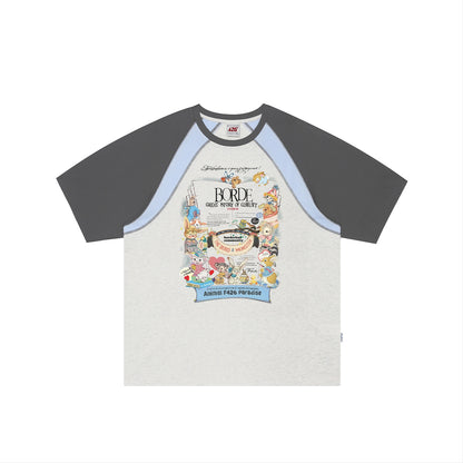 Cartoon Print Stitched T-Shirt