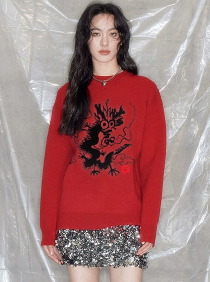 Dragon Zodiac Knitwear Top