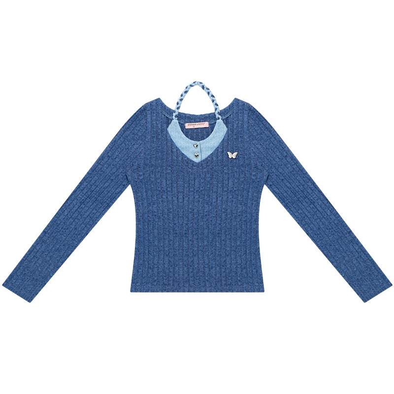 Autumn Slim Halterneck Knit Top