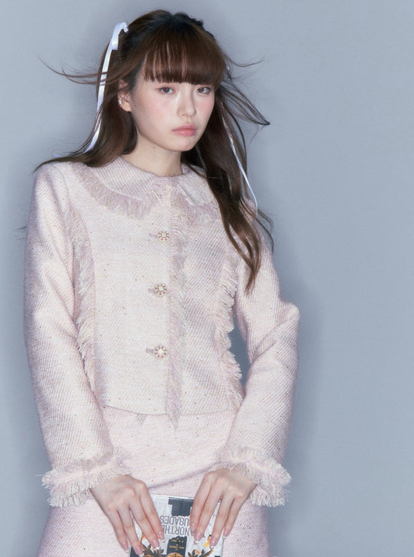 Slim Fragrance Girly Pink Sequin Set