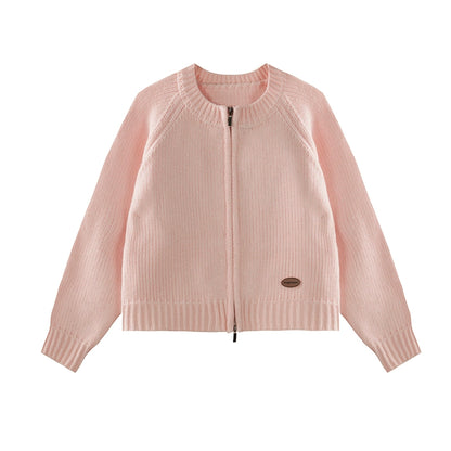 Double Zipper Chunky Knit Jacket