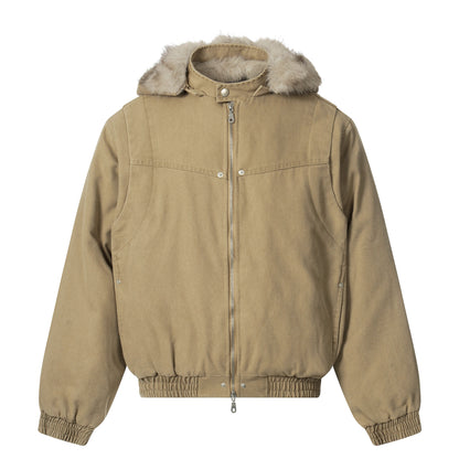 Carved Fluffy Collar Jacket