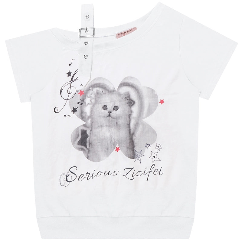 Summer Cat Off-The-Shoulder Top