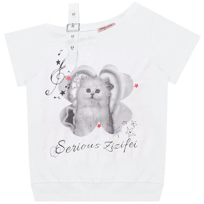 Summer Cat Off-The-Shoulder Top