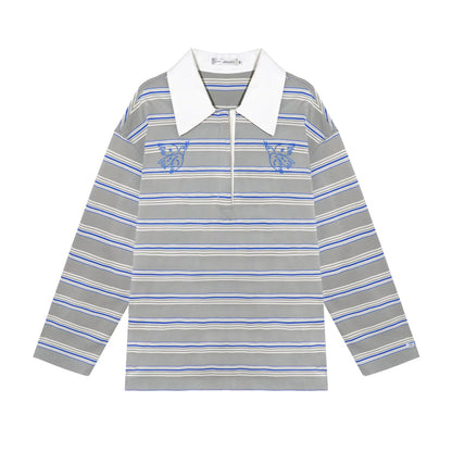 American Patchwork Striped Polo Blouse
