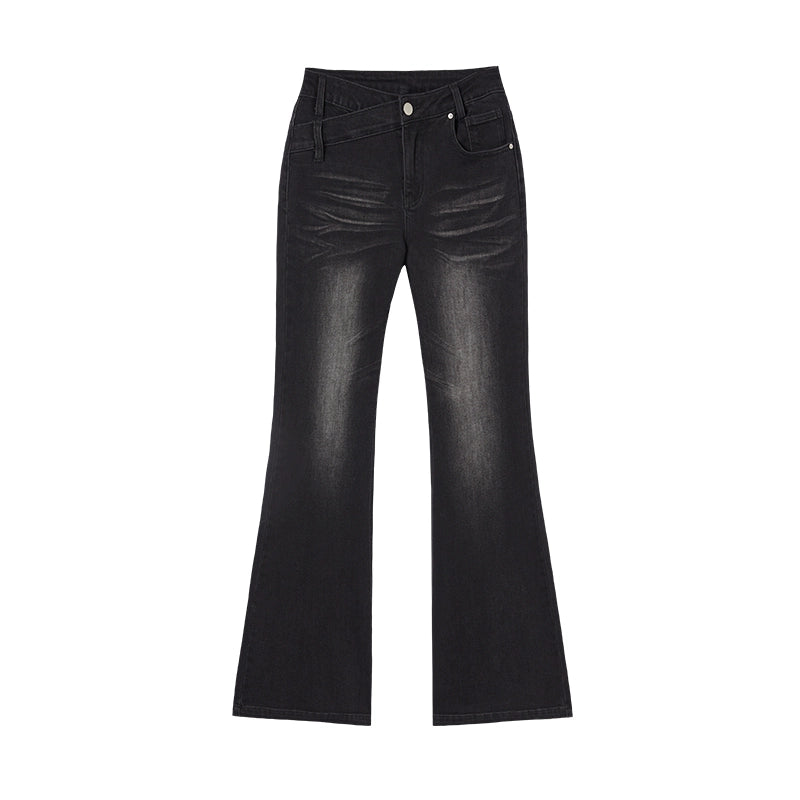 Washed Texture Flared Pants