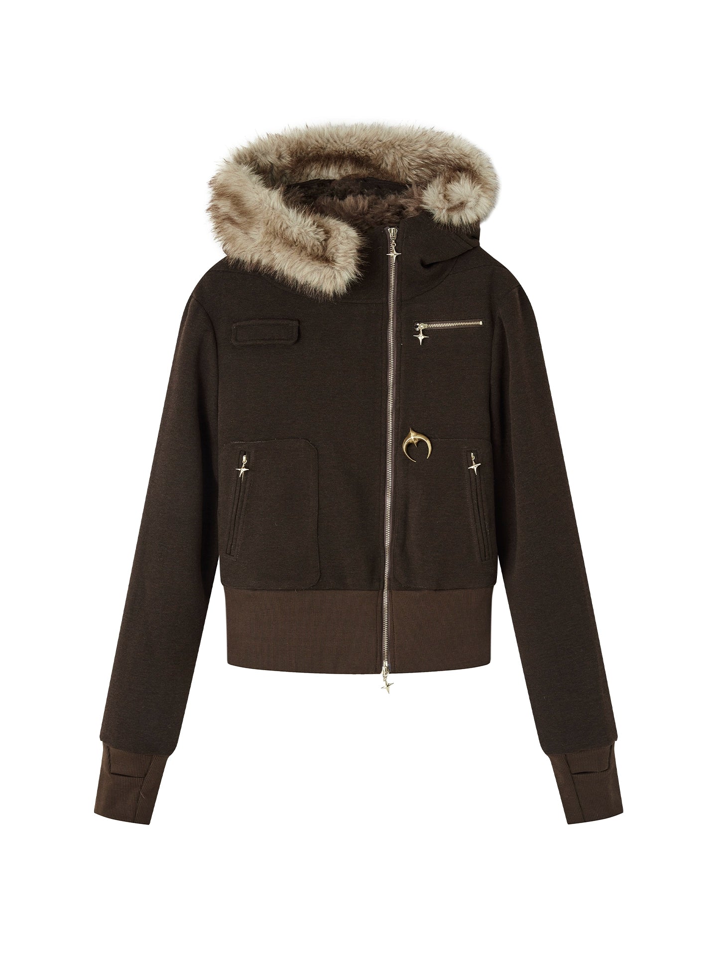 Knitted Hooded Diagonal Jacket Set-Up