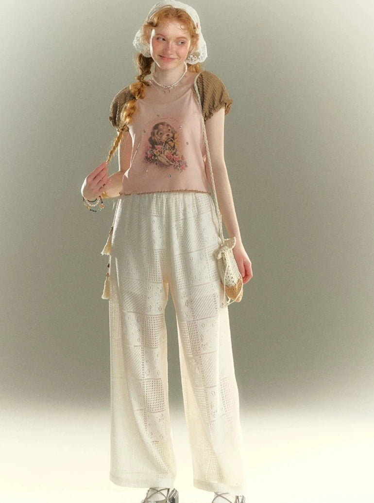 Elastic Waist Wide Leg Pants