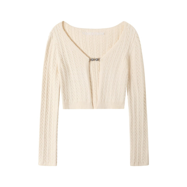 Short Threaded Knitted Sweater Jacket