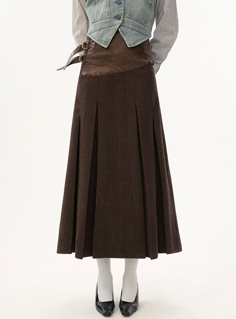 Tweed blazer pleated skirt Set-up